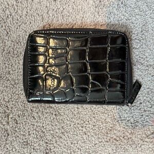 The Limited Glossy Black Croc-Embossed Wallet
